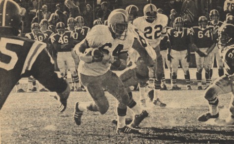 Tom Daman, No. 64, intercepts the ball during an October 1970 game.