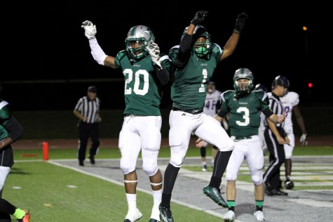 Running Back #20 Martin Perez and Wide Receiver #1 Marquez Beeks rejoicing after another consecutive touchdown on Nov. 3rd, 2014.