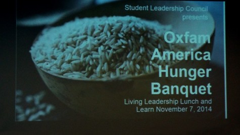 This is the cover for the Hunger Banquet at the College of DuPage on Nov. 7, 2014. In this event, the speakers talked about the margin between the wealthy and the poor, and how Americans can make a big impact in their lives. 