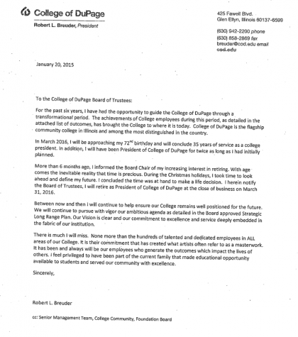 Breuders letter regarding early retirement