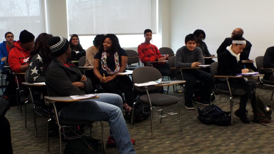 A group of students at a Diversity Club meeting at the College of DuPage on Feb. 13. 