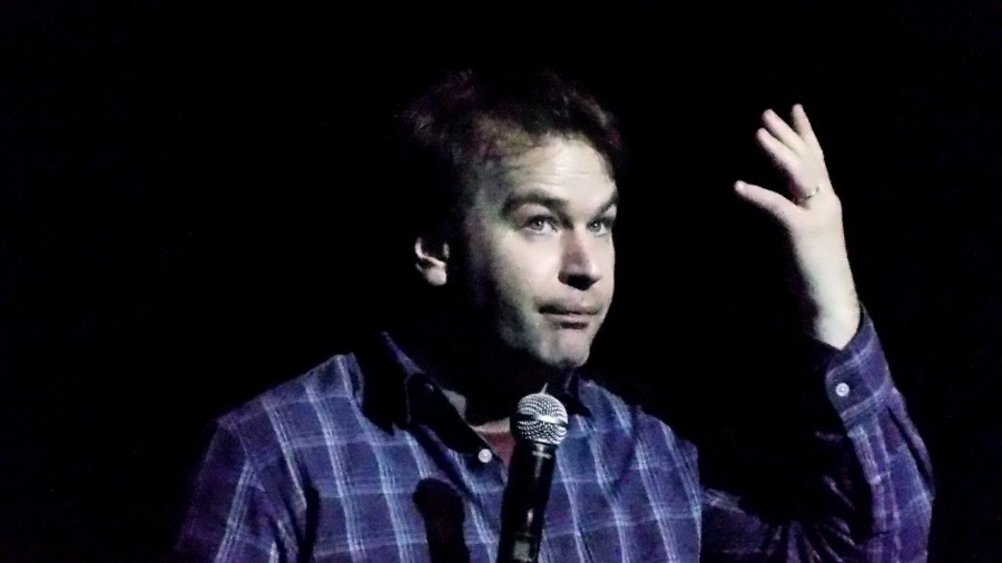 Mike+Birbiglia+motioning+during+his+performance+last+friday+at+the+Mac+theatre.+