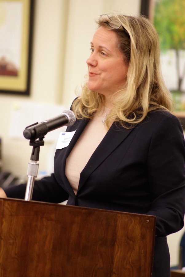 Board candidate Deanne Mazzochi at a March 24 forum. Mazzochi was the top vote-getter during the April 7 election.