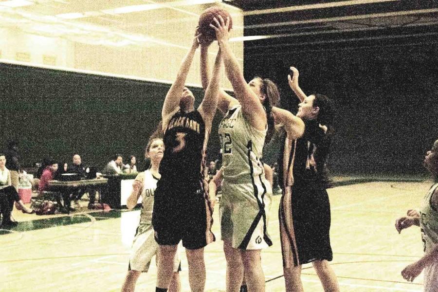 Chaparral forward Hannah Kosinski attempting a rebound in a game against Black Hawk-Moline at the College of DuPage on Dec. 5.