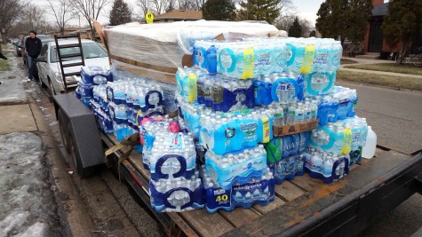 Bottled Water for donation to Flint, Mich. on a trailer in Addison, Ill. on Jan. 30.