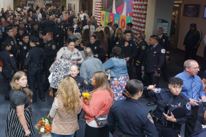 The crowd of police, family, and faculty gathered for class BA 23-01s graduation ceremony on Friday, Sept. 23.
