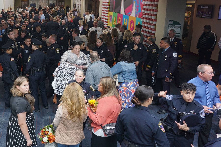 The crowd of police, family, and faculty gathered for class BA 23-01's graduation ceremony on Friday, Sept. 23.