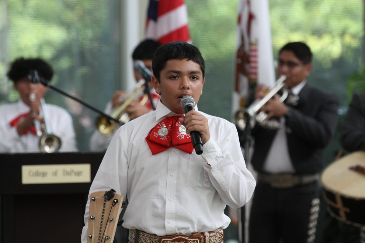 A student from Mariachi los Pumas de Jovita Idár Elementary performs a solo.