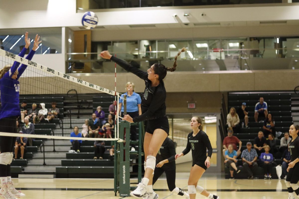 Freshman left side Melissa Alvarez spiked 11 kills on 37 attacks with six errors. She also scored one service ace and made seven digs.