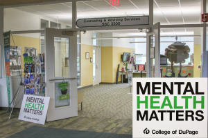 Counseling and Advising Services office, with mental health matters sign