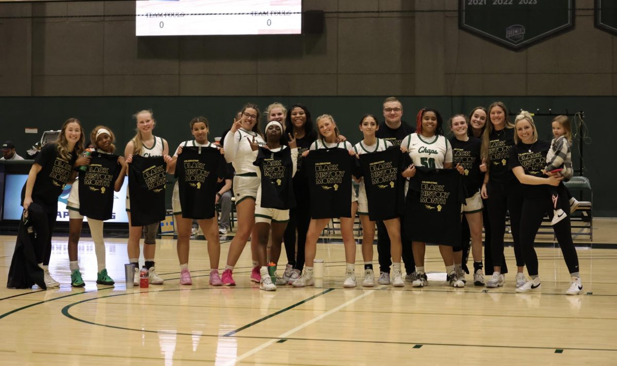 The womens basketball team celebrated Black History Month with matching t-shirts against SSC. 