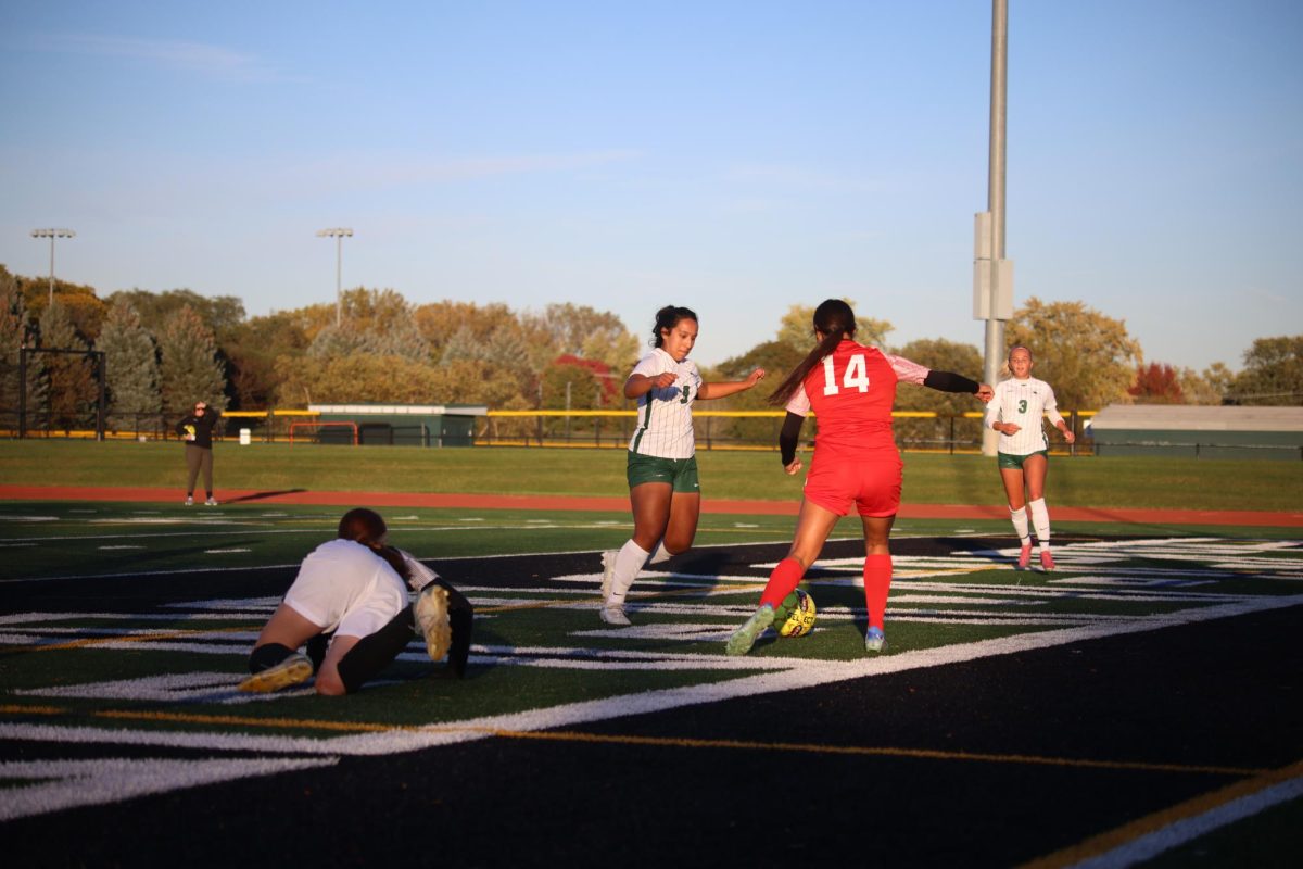 Freshman Anaitzel Huerta scores a goal. 