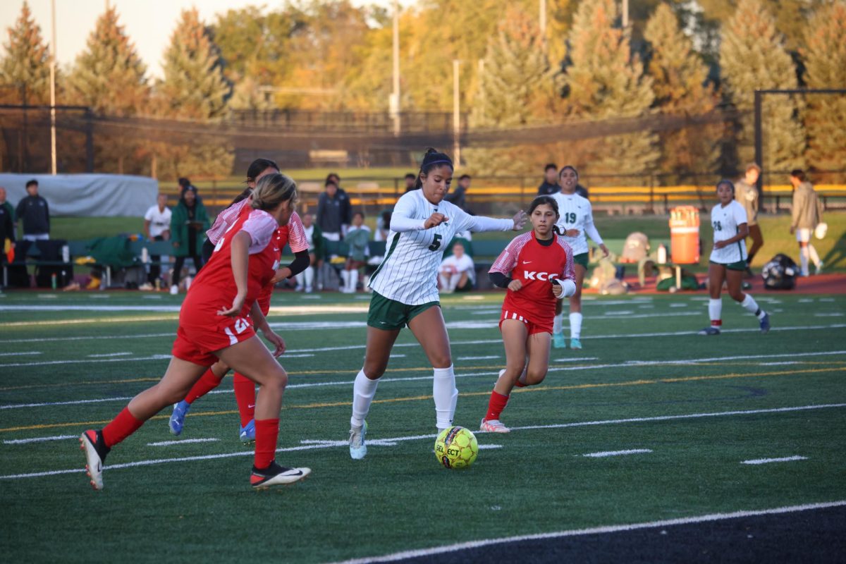 Freshman Mariel Lara attempts to score. 