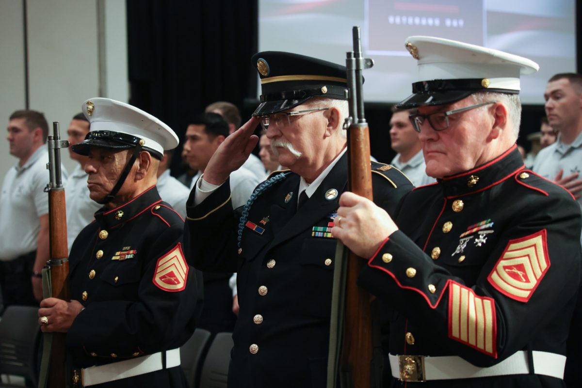 The DuPage Honor guard partakes in the Presentation of Colors.