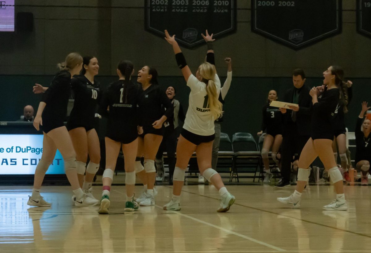 Team celebrating after a point.