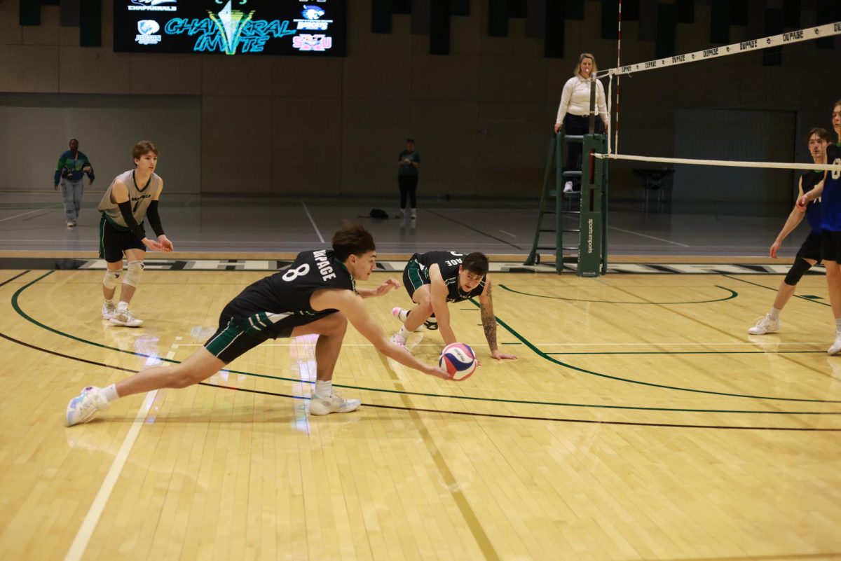 Freshman outside hitter Bill Lubas reaches for the ball. 