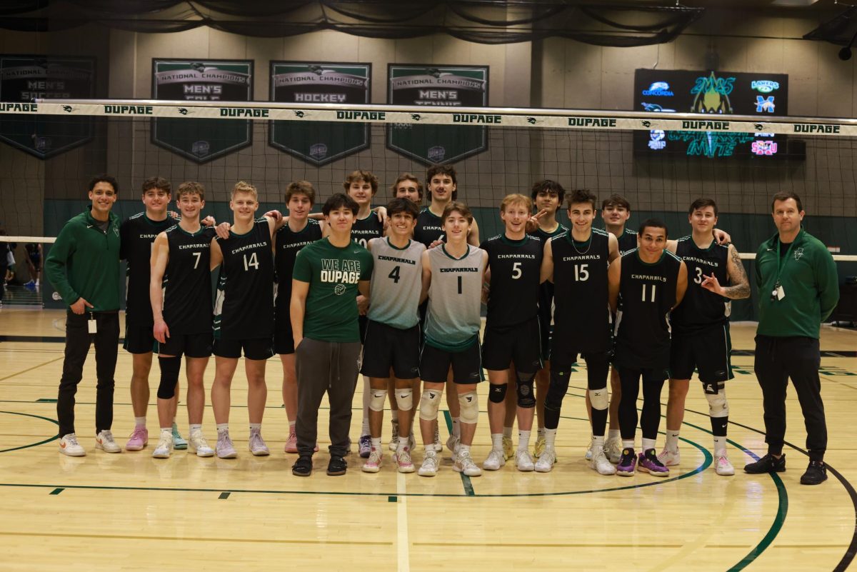 The COD men's volleyball team poses for a portrait.