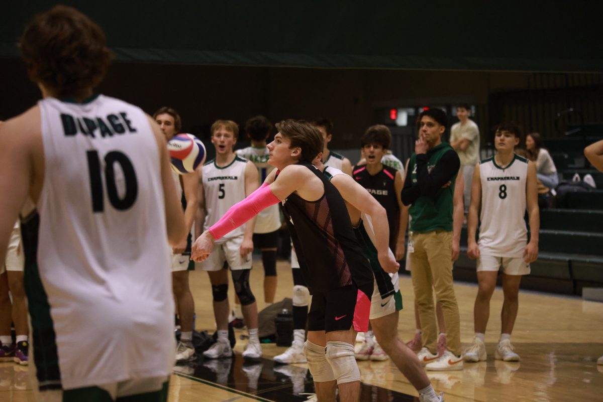 Sophomore libero Ben Hoover receives the ball. 