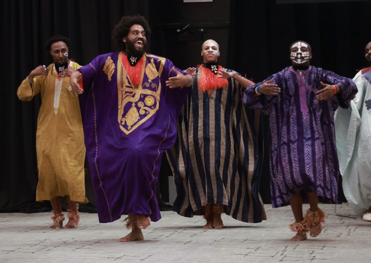 The Afrikan Dance and Music Institute performs in the Black History Month opening ceremony.