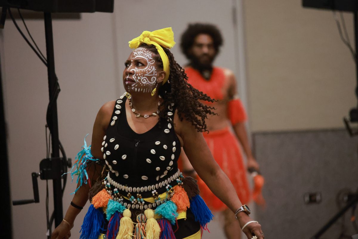 The Afrikan Dance and Music Institute performs in the Black History Month opening ceremony.