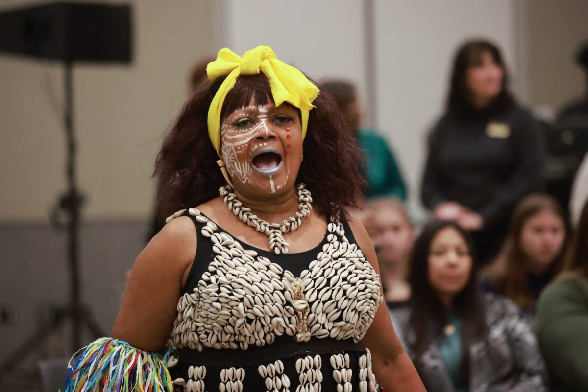 The Afrikan Dance and Music Institute performs in the Black History Month opening ceremony.