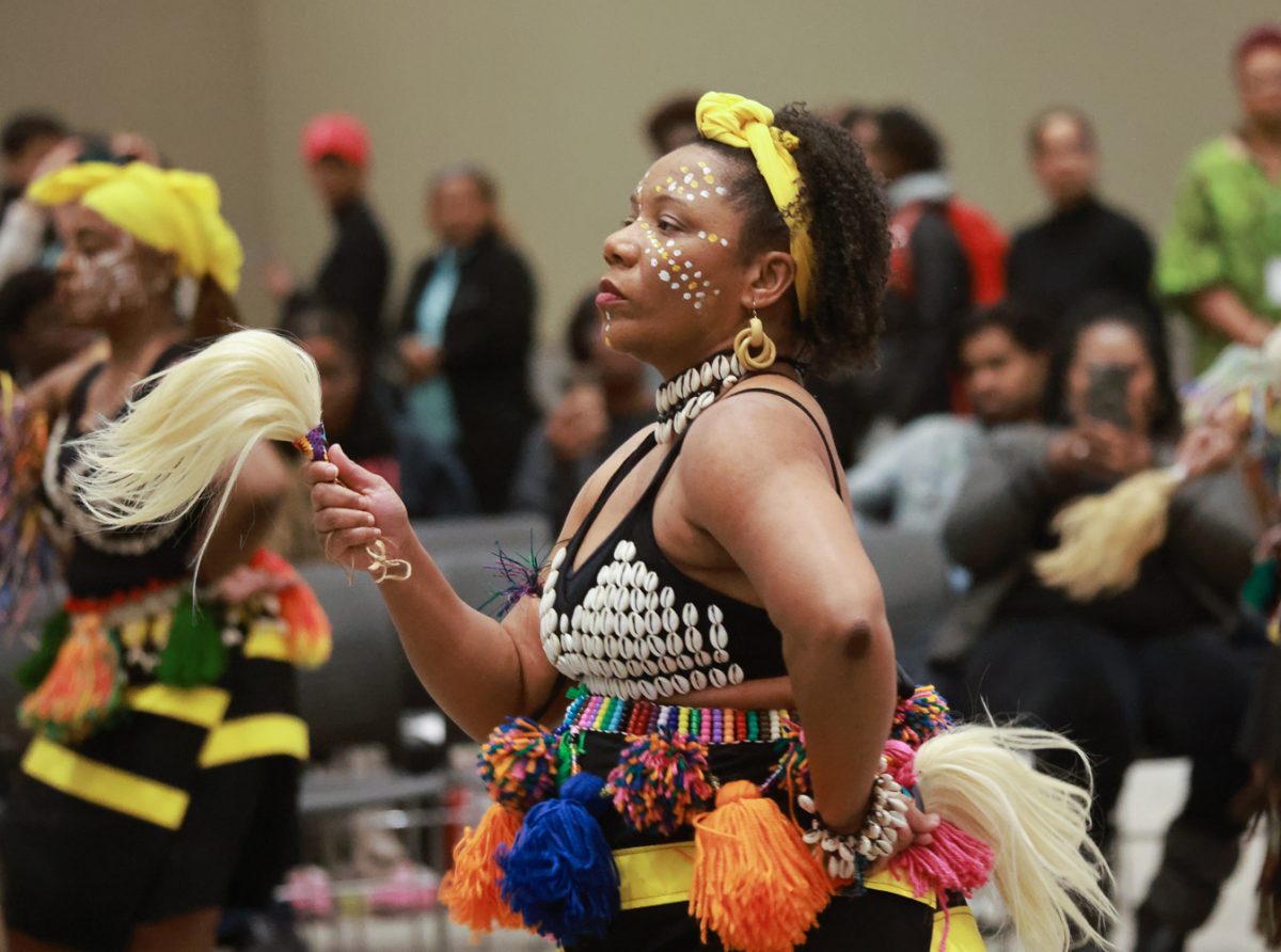 The Afrikan Dance and Music Institute performs in the Black History Month opening ceremony.