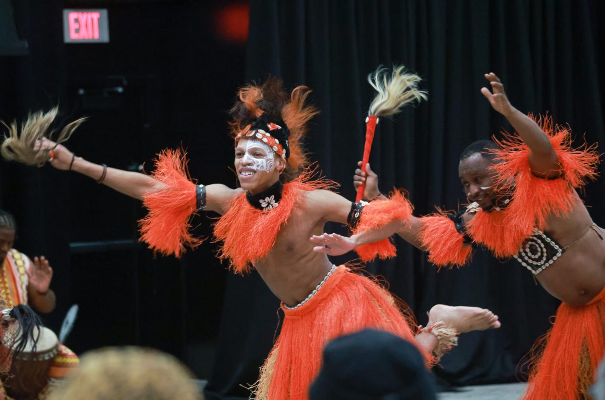 The Afrikan Dance and Music Institute performs in the Black History Month opening ceremony.