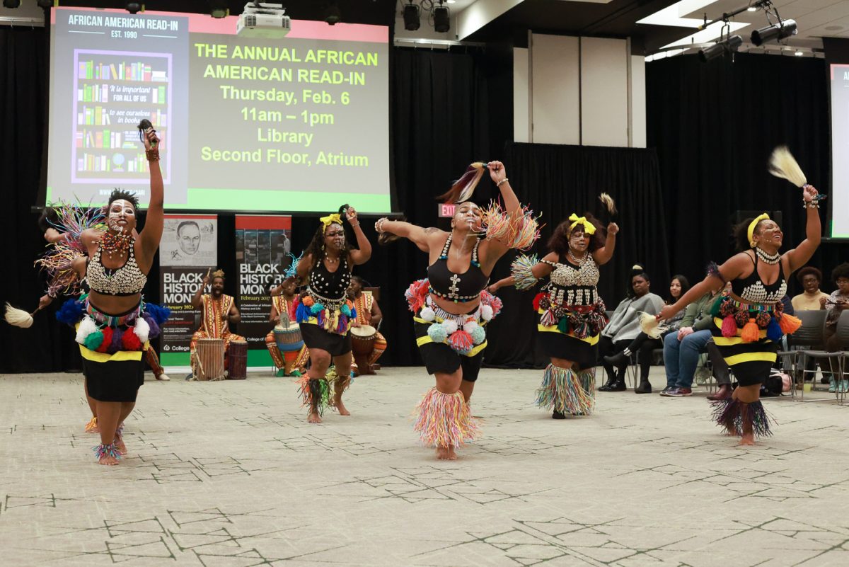 The Afrikan Dance and Music Institute performs in the Black History Month opening ceremony.