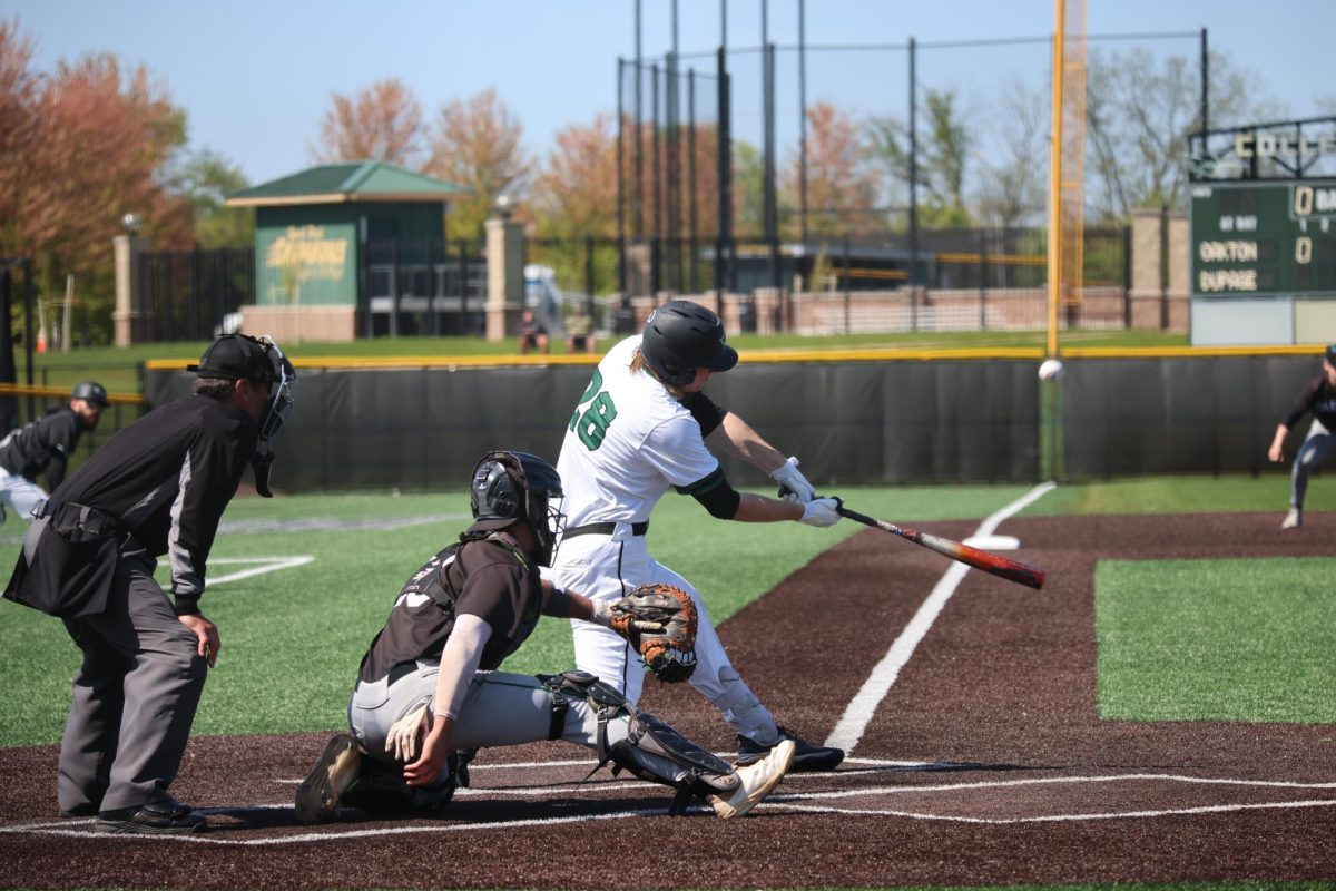 Freshman infielder Cullen Kleinsasser hits the ball. 