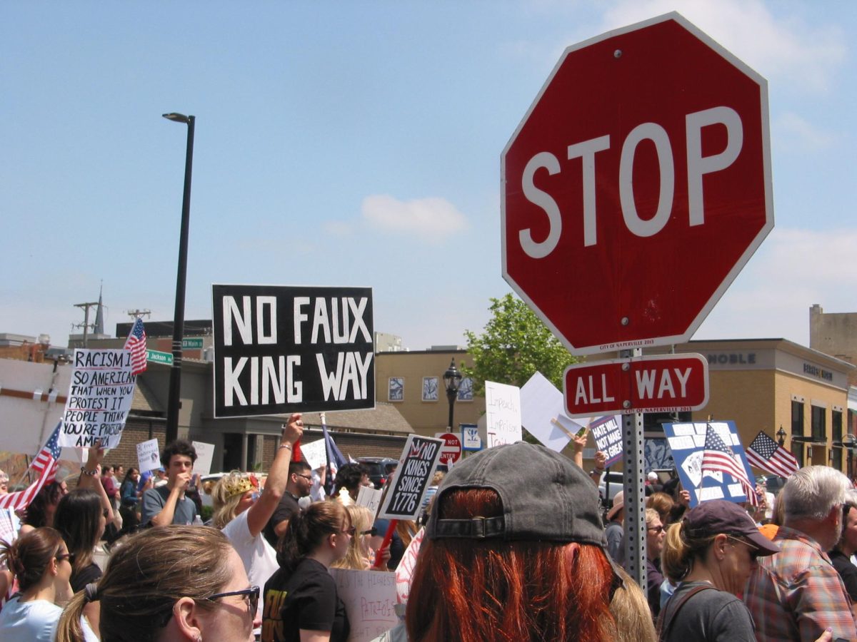 Crowd from 'No Kings' protest hosted in Naperville, Illinois. 