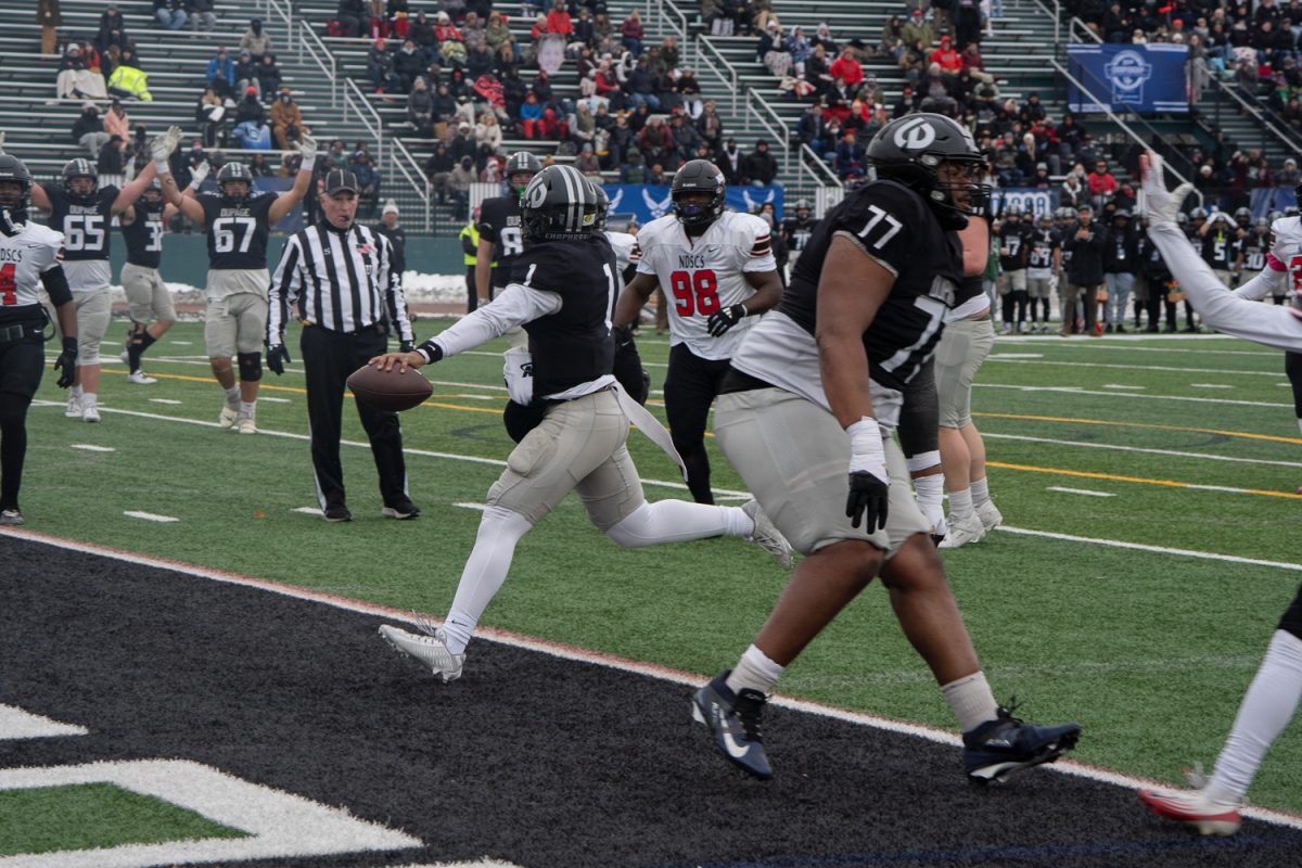 Justin Bland crosses the endzone for a touchdown. 