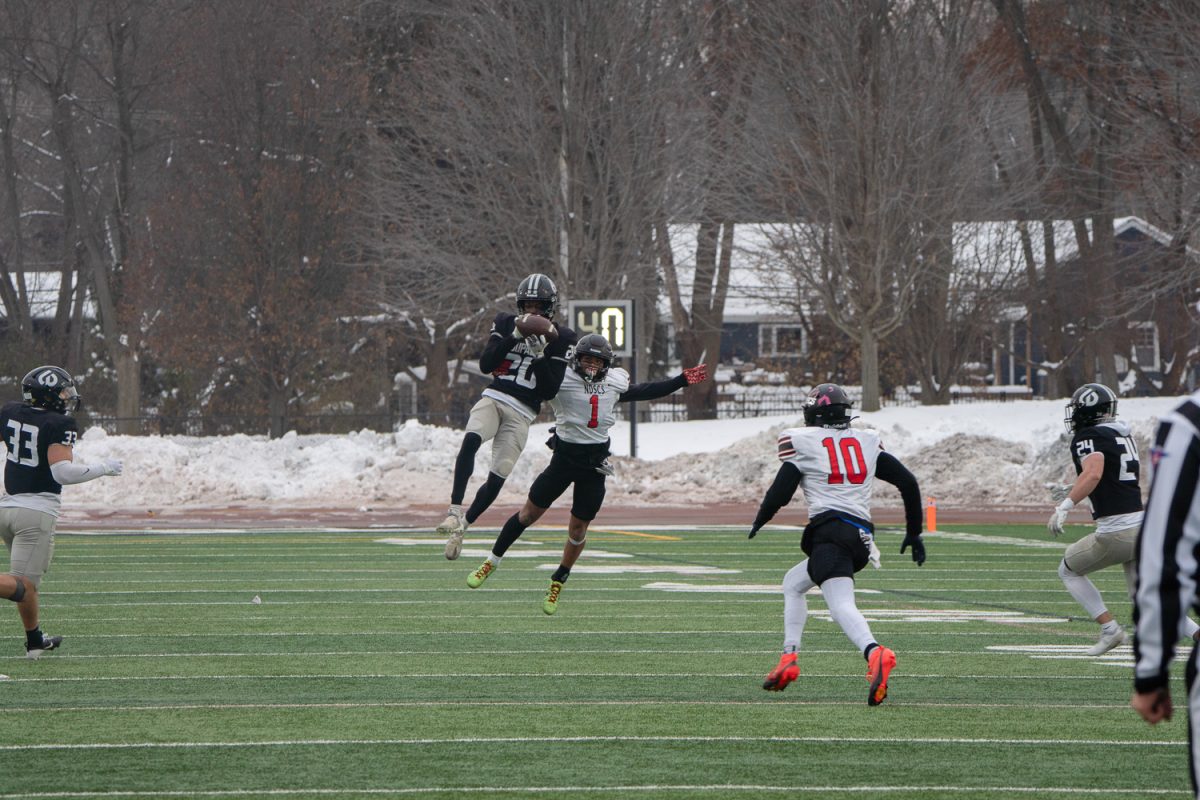 Jayden Lambert intercepts a pass. 