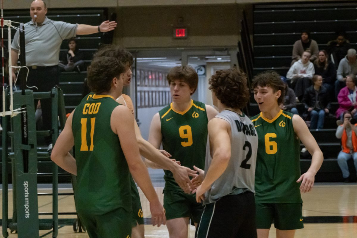 Players meeting after a play.