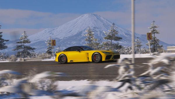 GR GT with Mt Fuji in the background 